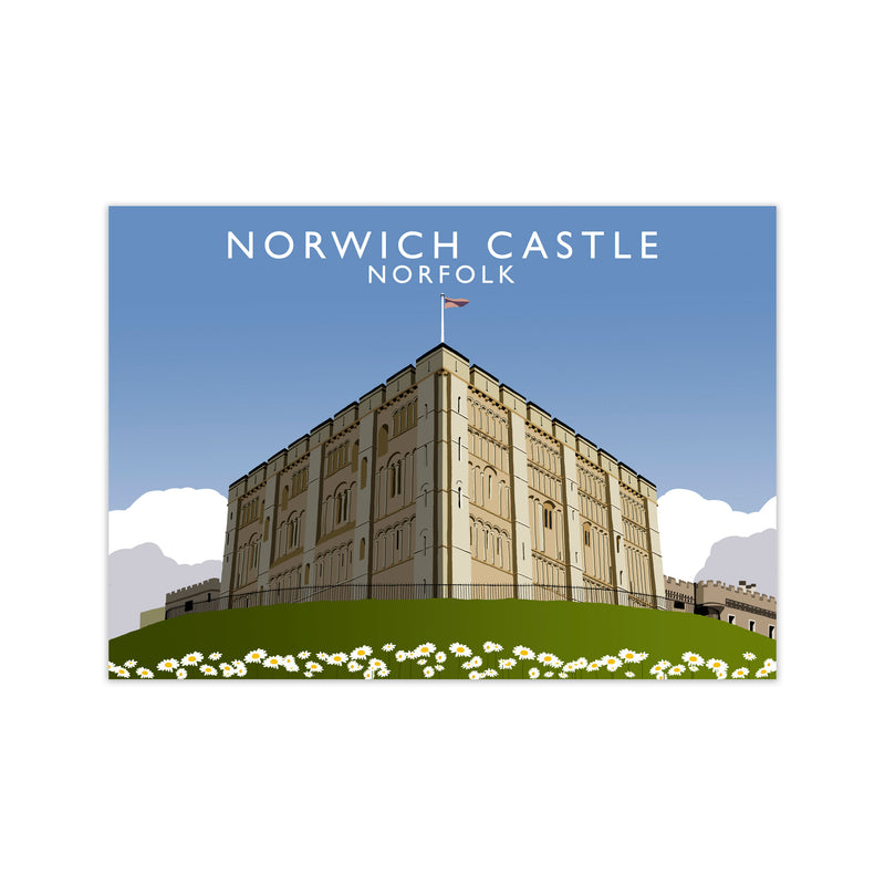 Norwich Castle Norfolk Travel Art Print by Richard O'Neill, Framed Wall Art Print Only