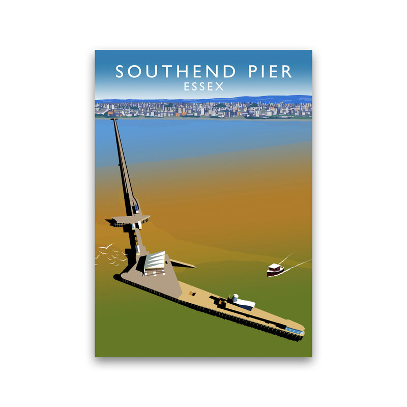 Southend Pier Essex Travel Art Print by Richard O'Neill, Framed Wall Art Print Only