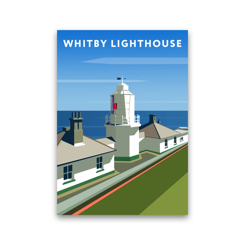 Whitby Lighthouse Travel Art Print by Richard O'Neill, Framed Wall Art Print Only