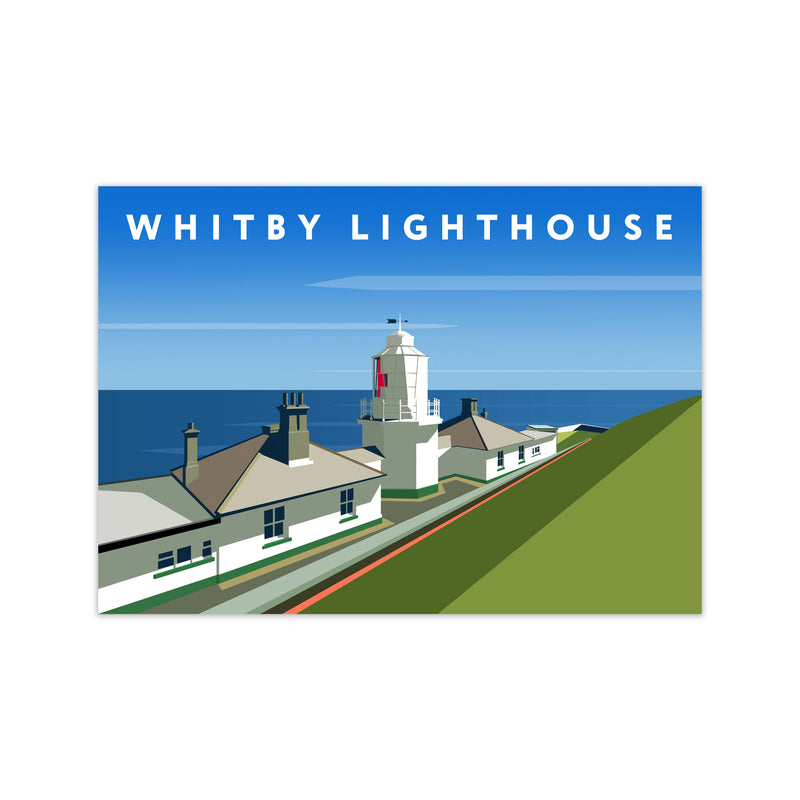Whitby Lighthouse Digital Art Print by Richard O'Neill, Framed Wall Art Print Only