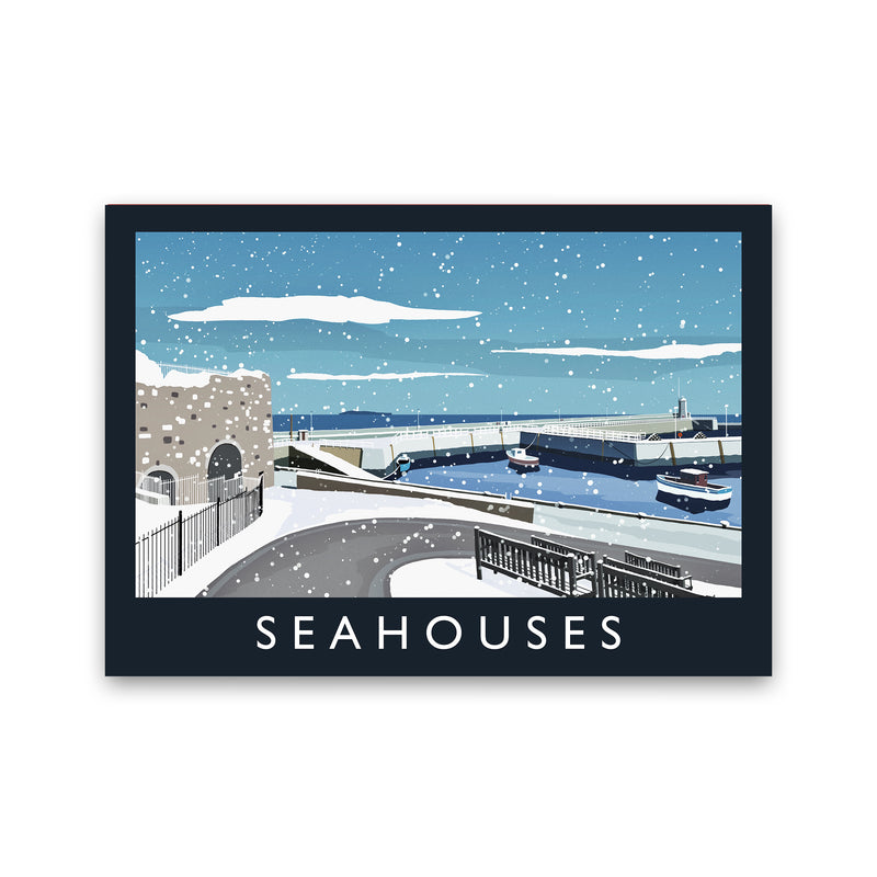 Seahouses (snow) by Richard O'Neill Print Only