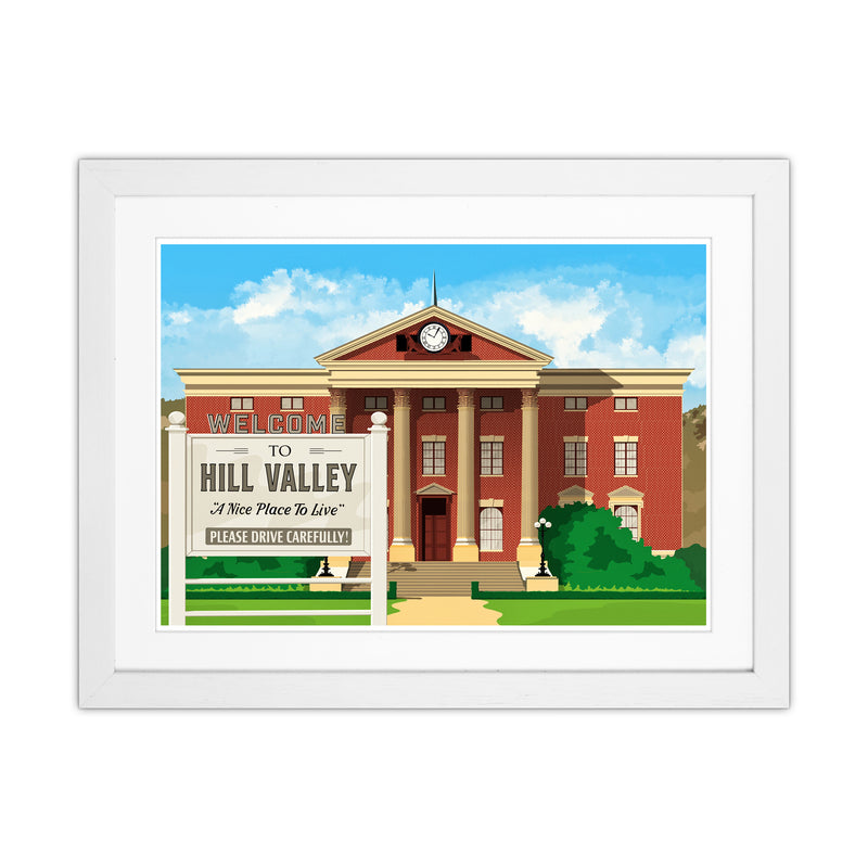 Hill Valley 1955 Revised Art Print by Richard O'Neill White Grain