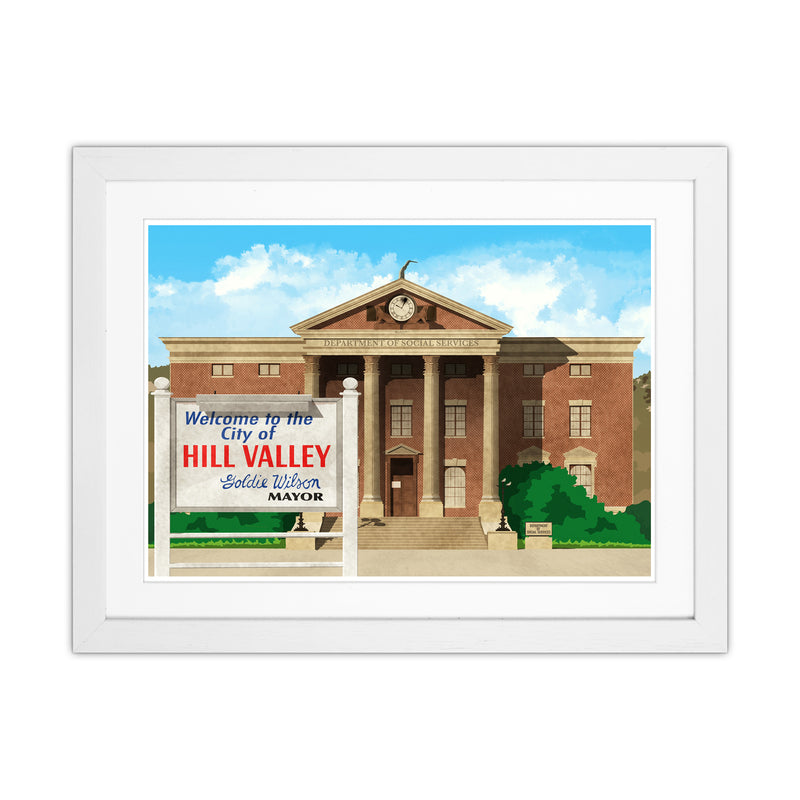 Hill Valley 1985 Revised Art Print by Richard O'Neill White Grain