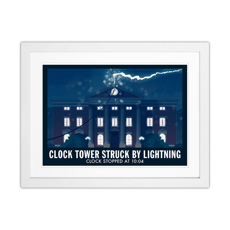 Clock Tower Struck By Lightning Art Print by Richard O'Neill White Grain