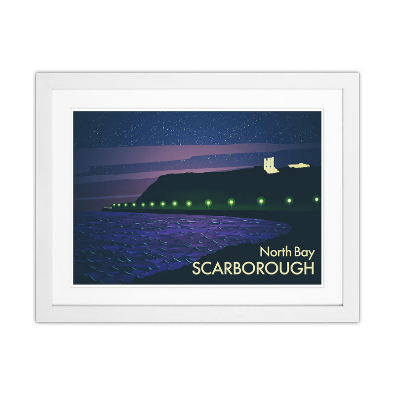 North Bay Scarborough (Night) Art Print by Richard O'Neill White Grain