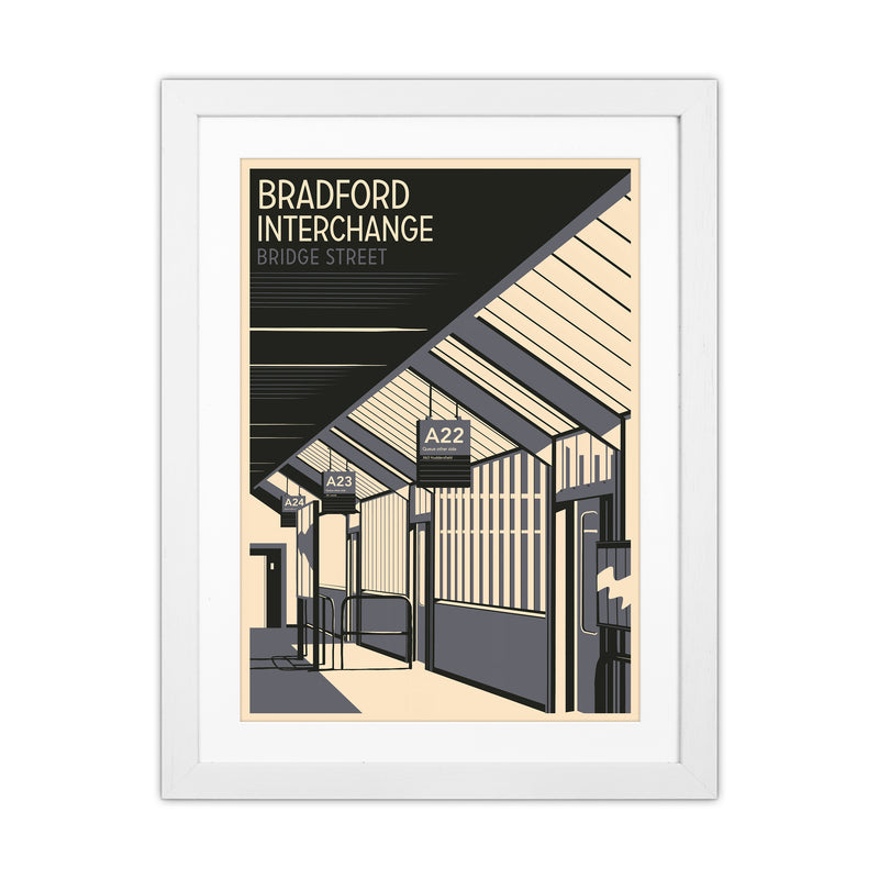 Bradford Interchange, Bridge Street portrait Travel Art Print by Richard O'Neill White Grain