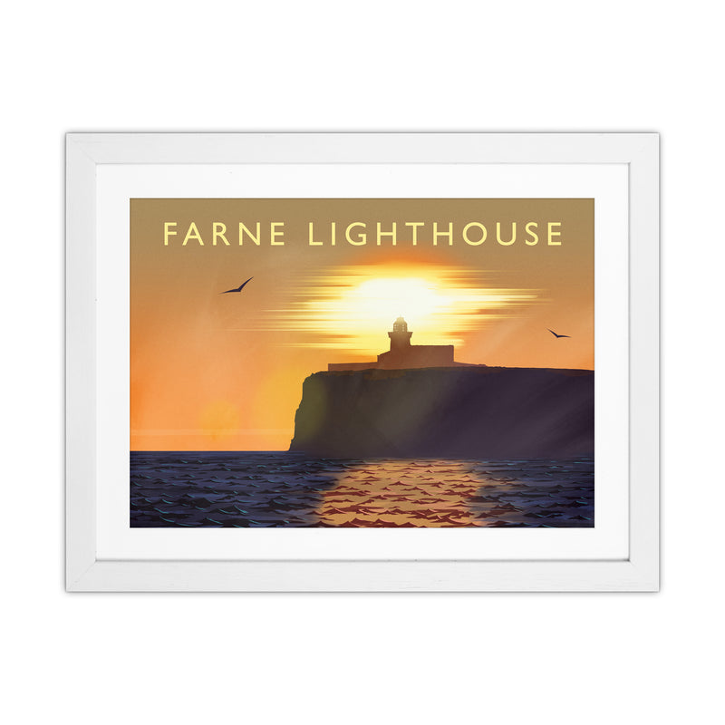 Farne Lighthouse Travel Art Print by Richard O'Neill White Grain