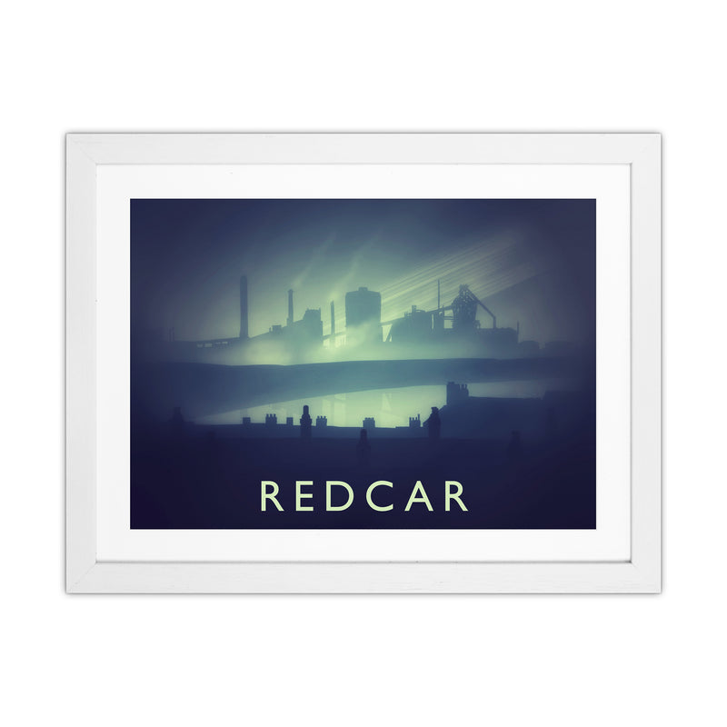 Redcar (night) Travel Art Print by Richard O'Neill White Grain