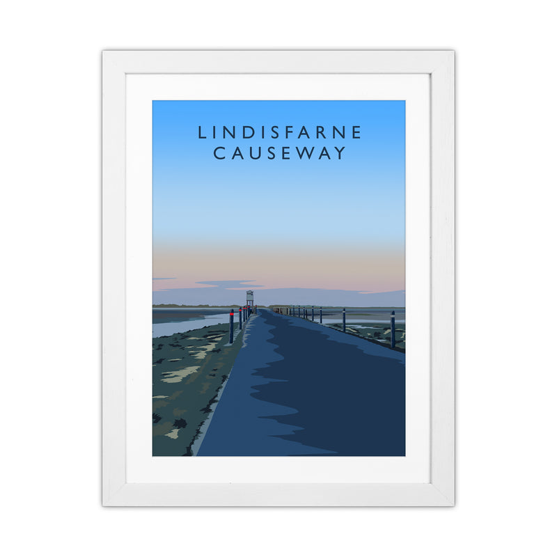 Lindisfarne Causeway portrait Travel Art Print by Richard O'Neill White Grain