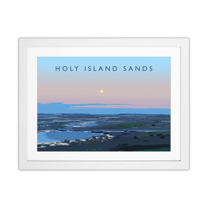 Holy Island Sands Travel Art Print by Richard O'Neill White Grain