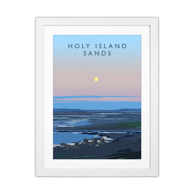 Holy Island Sands portrait Travel Art Print by Richard O'Neill White Grain