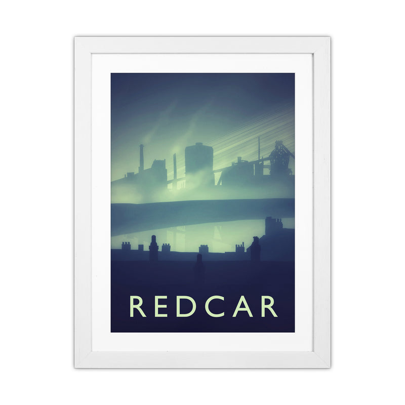 Redcar (night) portrait Travel Art Print by Richard O'Neill White Grain