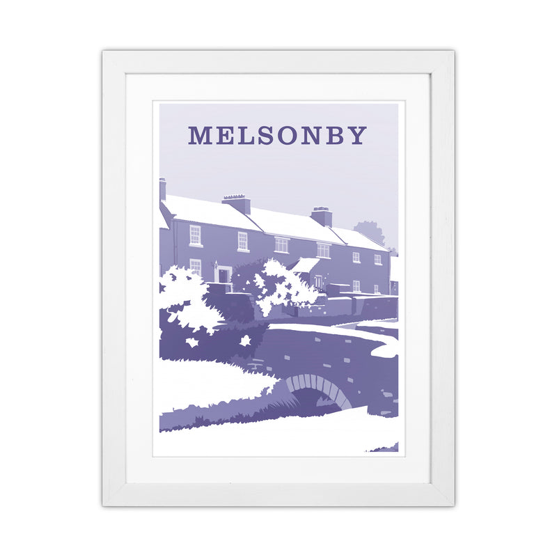 Melsonby (Snow) Portrait Travel Art Print by Richard O'Neill White Grain