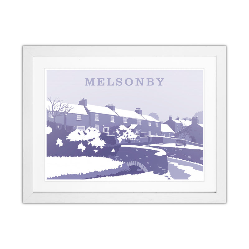Melsonby (Snow) Travel Art Print by Richard O'Neill White Grain