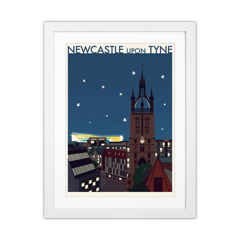 Newcastle upon Tyne 2 (Night) Travel Art Print by Richard O'Neill White Grain