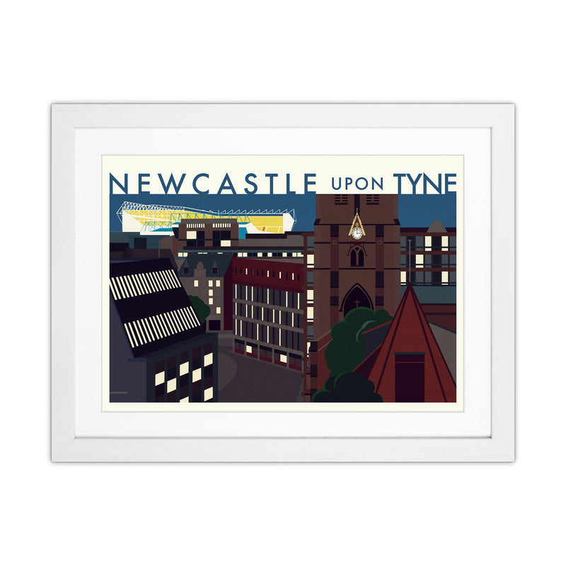 Newcastle upon Tyne 2 (Night) landscape Travel Art Print by Richard O'Neill White Grain