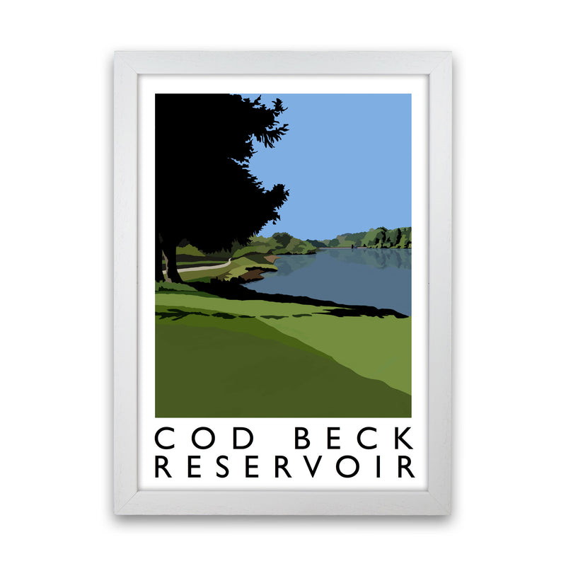 Cod Beck Reservoir Framed Digital Art Print by Richard O'Neill White Grain