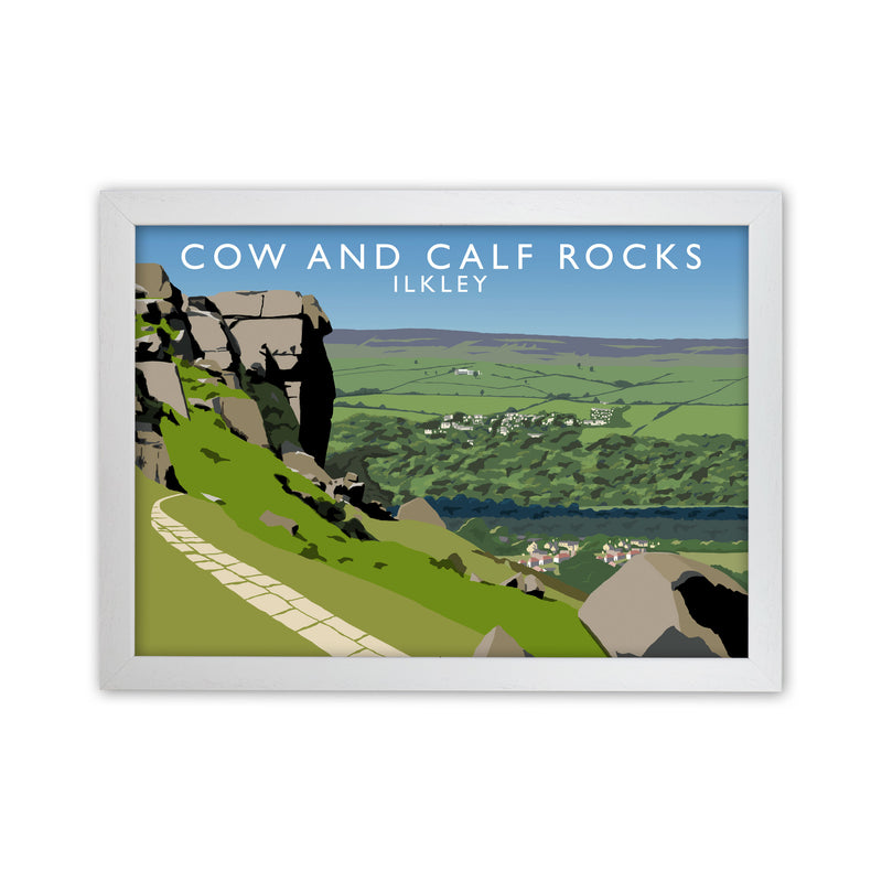 Cow and Calf Rocks Ilkley Framed Digital Art Print by Richard O'Neill White Grain