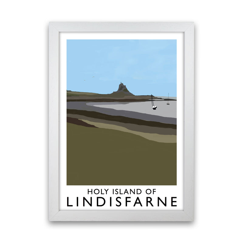 Holy Island of Lindisfarne Framed Digital Art Print by Richard O'Neill White Grain