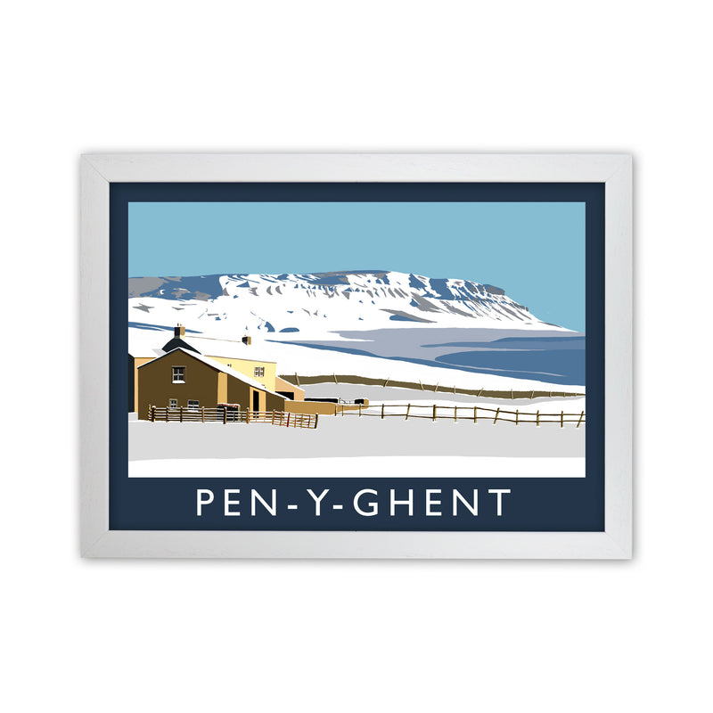 Pen-Y-Ghent by Richard O'Neill Yorkshire Art Print, Vintage Travel Poster White Grain