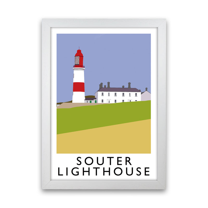 Souter Lighthouse Framed Digital Art Print by Richard O'Neill White Grain