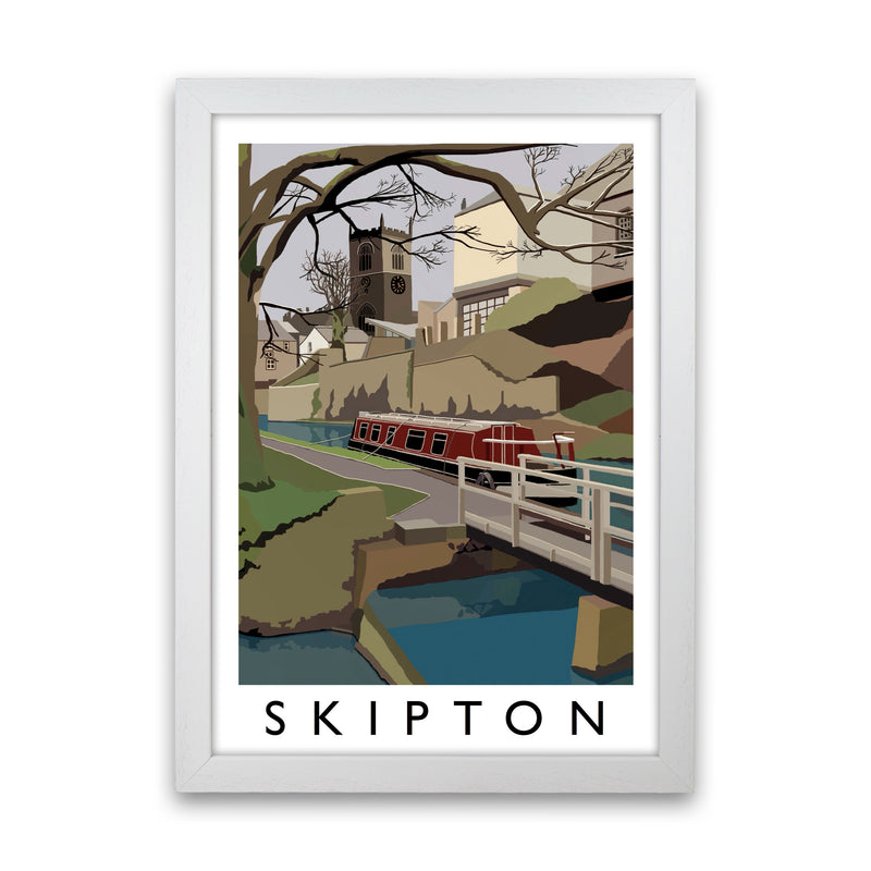 Skipton by Richard O'Neill Yorkshire Art Print, Vintage Travel Poster White Grain
