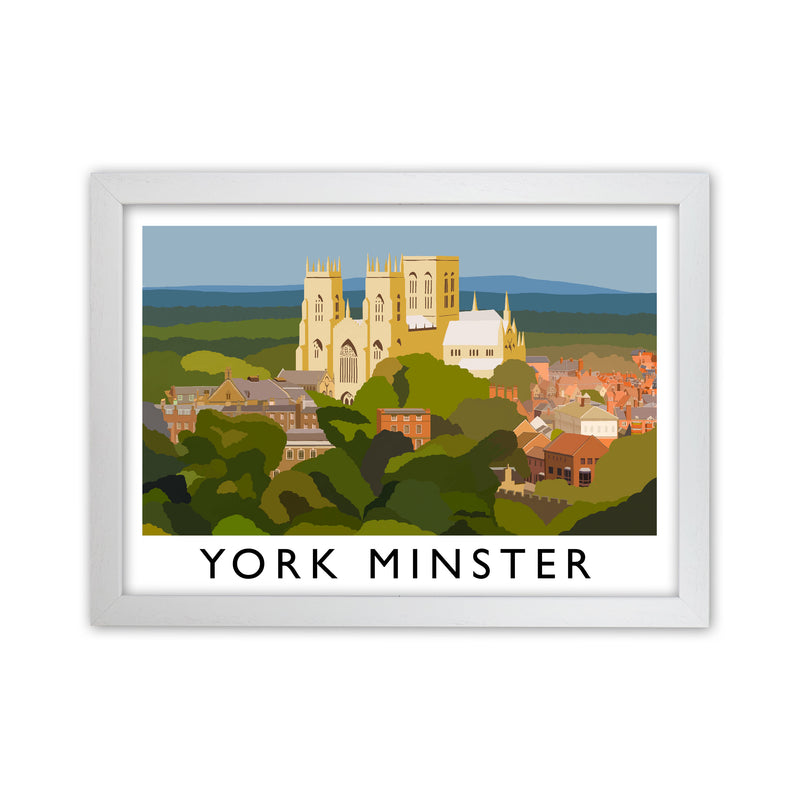 York Minster by Richard O'Neill Yorkshire Art Print, Vintage Travel Poster White Grain