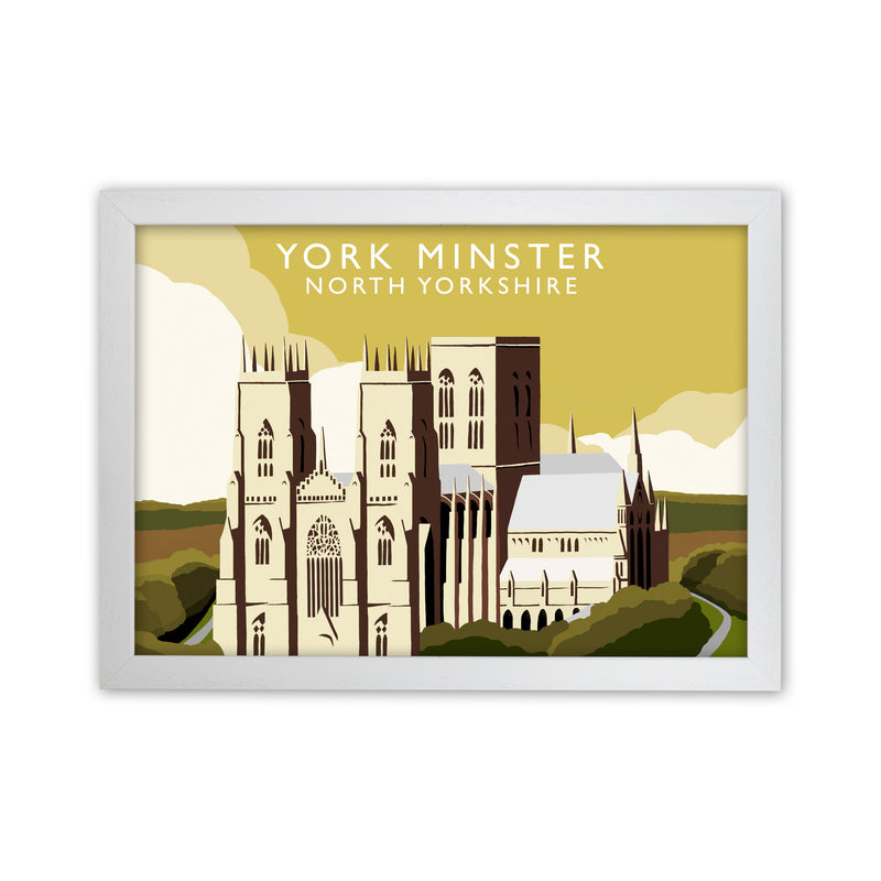 York Minster by Richard O'Neill Yorkshire Art Print, Vintage Travel Poster White Grain