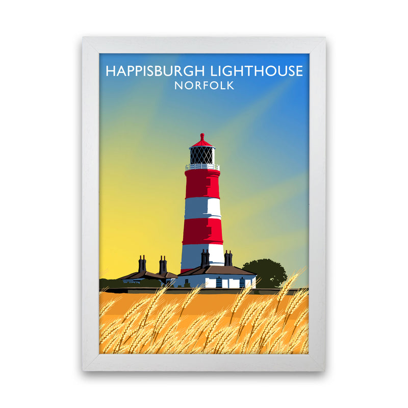 Happisburgh Lighthouse Norfolk Art Print by Richard O'Neill White Grain