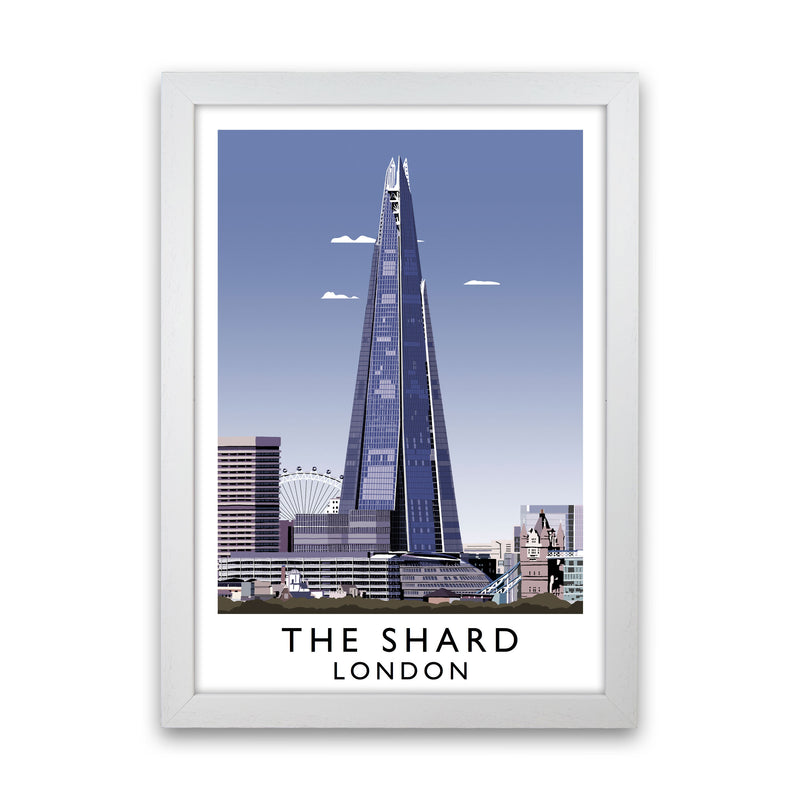 The Shard London Vintage Travel Art Poster by Richard O'Neill, Framed Wall Art Print, Cityscape, Landscape Art Gifts White Grain