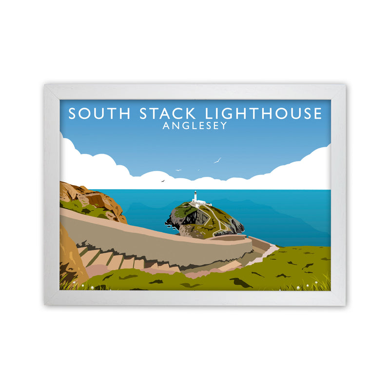 South Stack Lighthouse Anglesey Art Print by Richard O'Neill White Grain