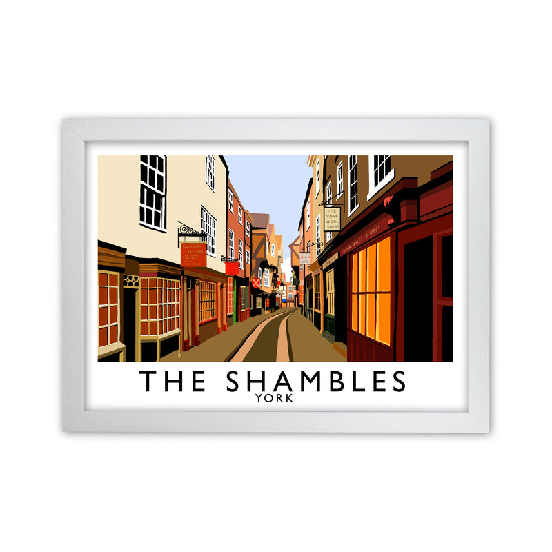 The Shambles by Richard O'Neill Yorkshire Art Print, Vintage Travel Poster White Grain