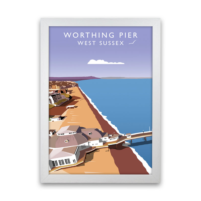 Worthing Pier West Sussex Framed Digital Art Print by Richard O'Neill White Grain