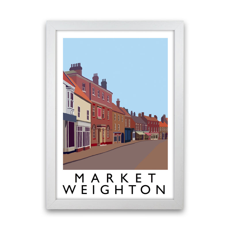 Market Weighton by Richard O'Neill Yorkshire Art Print, Vintage Travel Poster White Grain