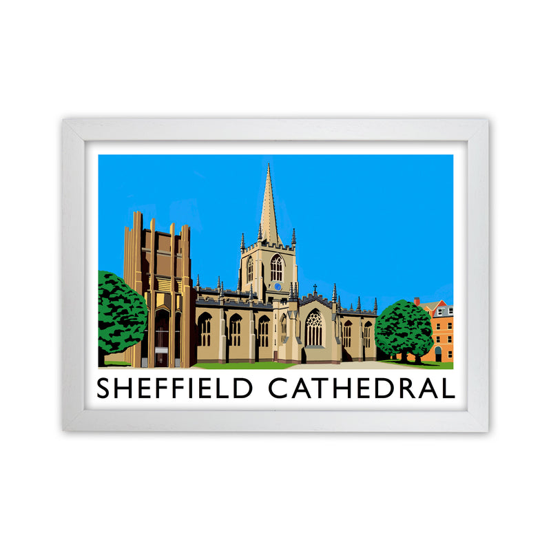 Sheffield Cathedral by Richard O'Neill Yorkshire Art Print, Travel Poster White Grain