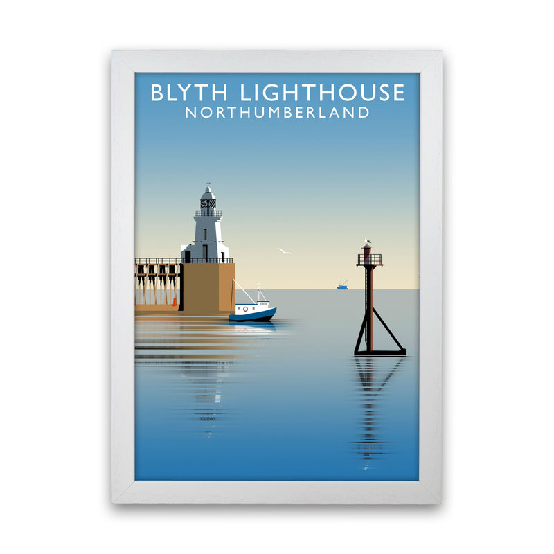 Blyth Lighthouse Northumberland Art Print by Richard O'Neill White Grain