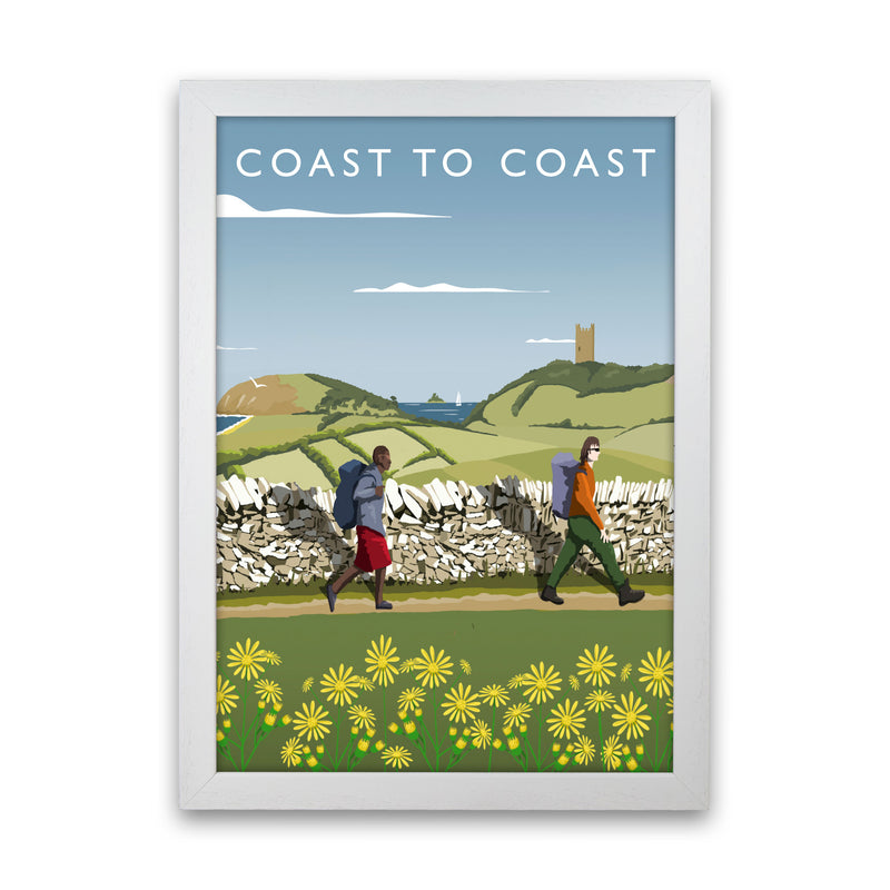 Coast To Coast (Portrait) by Richard O'Neill Yorkshire Art Print, Travel Poster White Grain