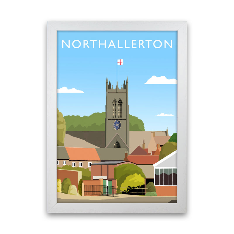 Northallerton (Portrait) by Richard O'Neill Yorkshire Art Print, Travel Poster White Grain