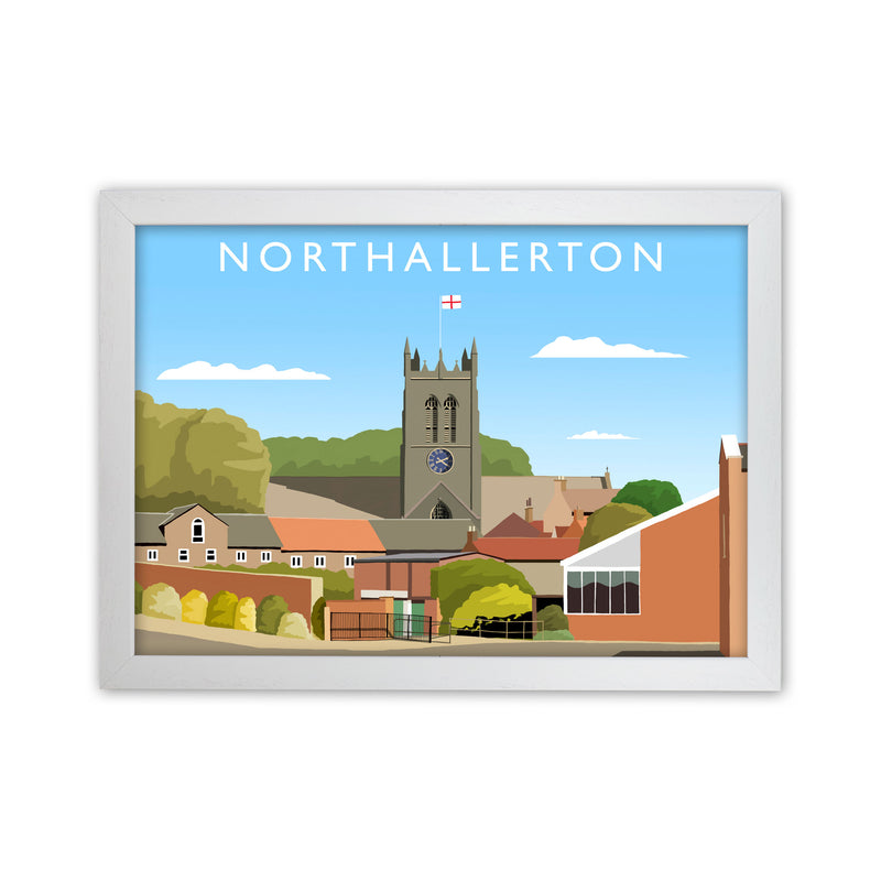 Northallerton (Landscape) by Richard O'Neill Yorkshire Art Print, Travel Poster White Grain