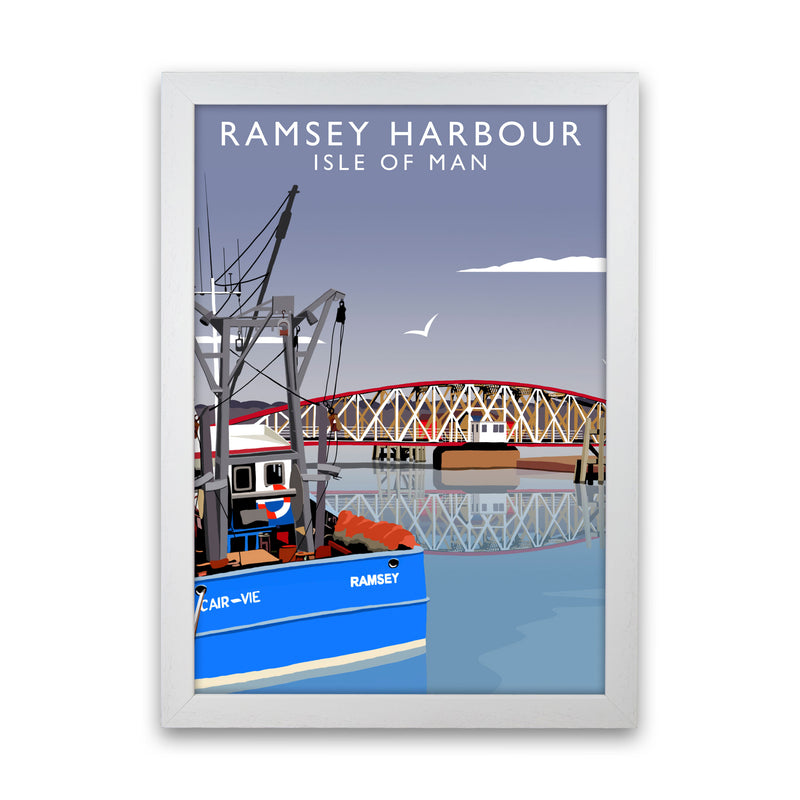 Ramsley Harbour Isle of Man Art Print by Richard O'Neill White Grain