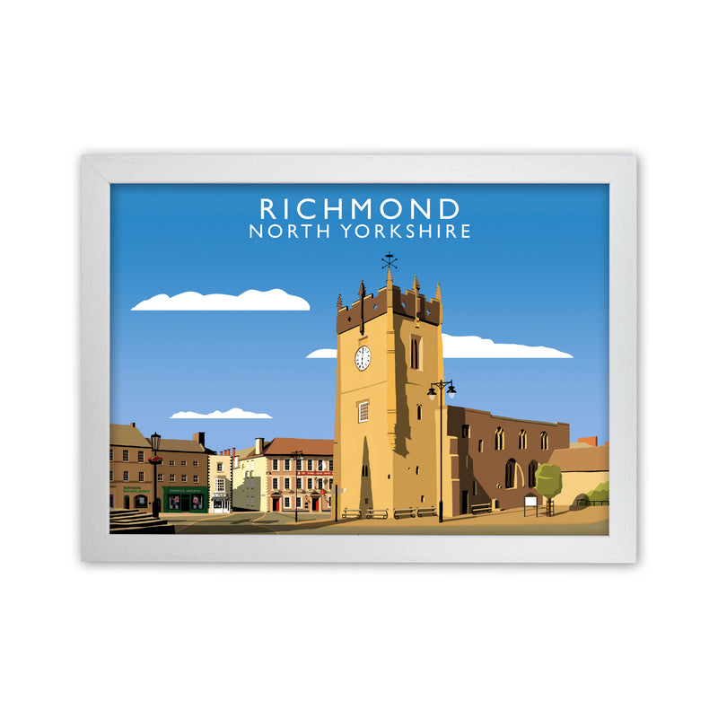 Richmond (Landscape) by Richard O'Neill Yorkshire Art Print, Travel Poster White Grain