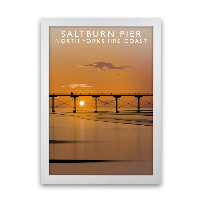 Saltburn Pier (Portrait) by Richard O'Neill Yorkshire Art Print, Travel Poster White Grain