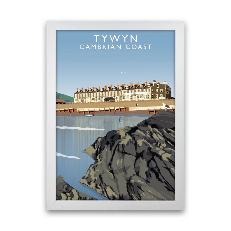 Tywyn Cambrian Coast Framed Digital Art Print by Richard O'Neill White Grain