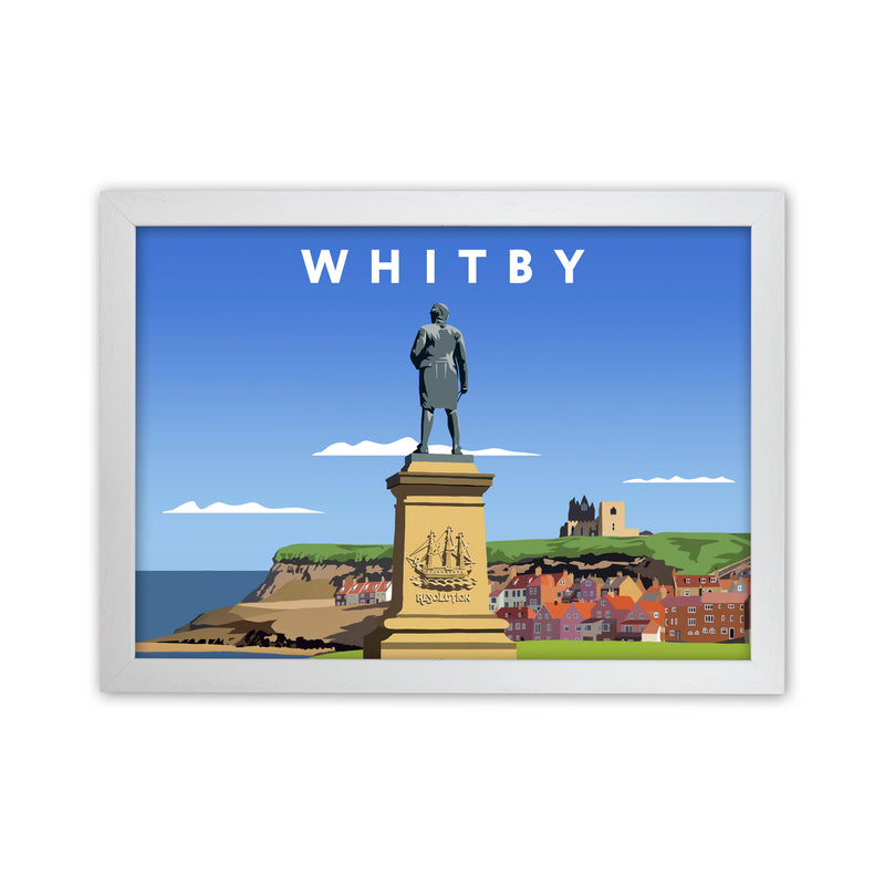 Whitby (Landscape) by Richard O'Neill Yorkshire Art Print, Vintage Travel Poster White Grain