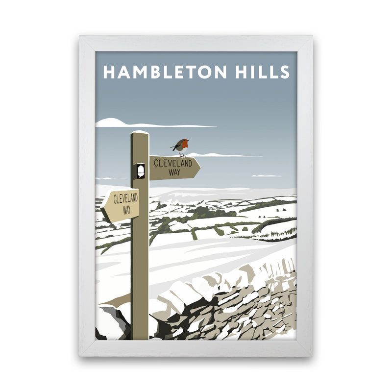 Hambleton Hills In Snow Portrait by Richard O'Neill White Grain