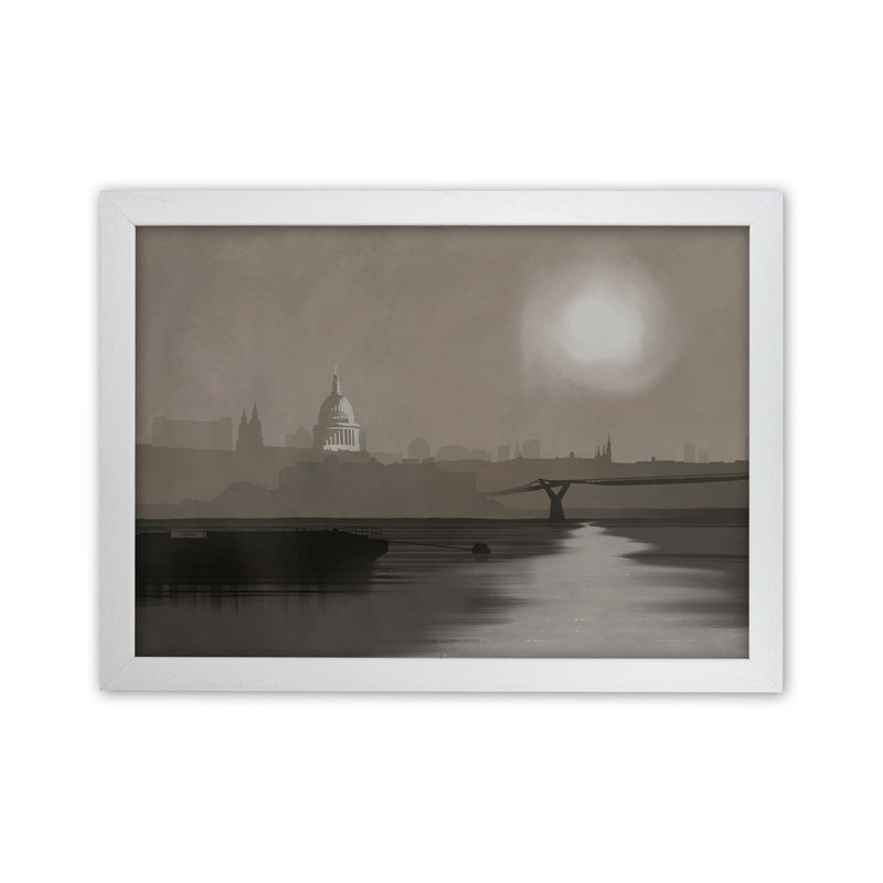 St. Paul's In Fog Travel Art Print by Richard O'Neill, Framed Wall Art White Grain