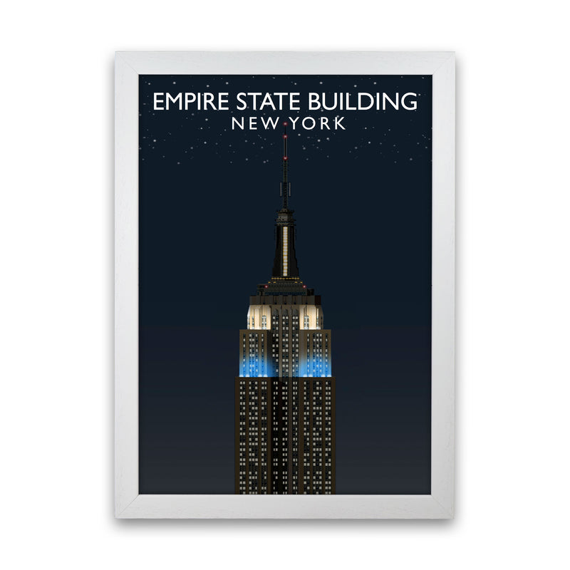 Empire State Building Night by Richard O'Neill White Grain