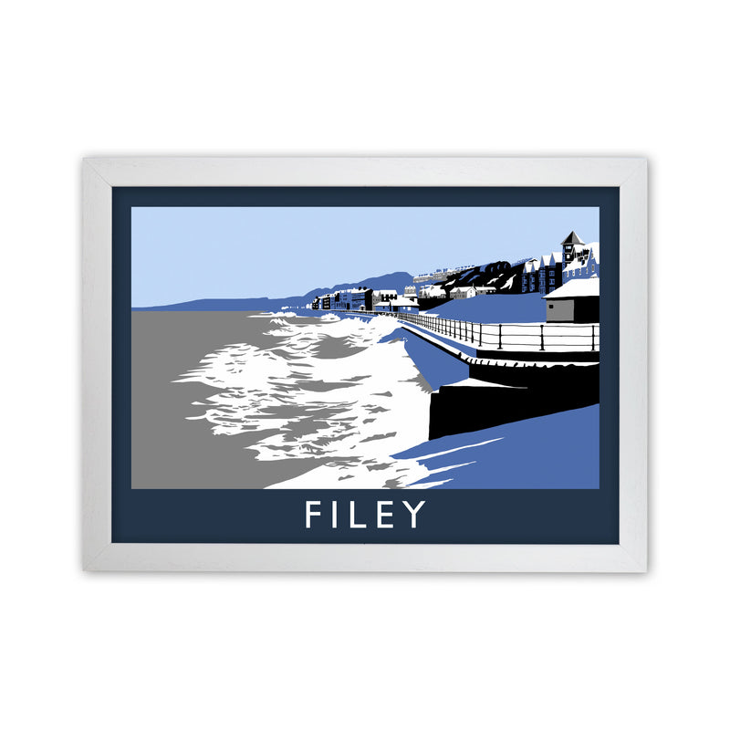Filey In Snow by Richard O'Neill White Grain