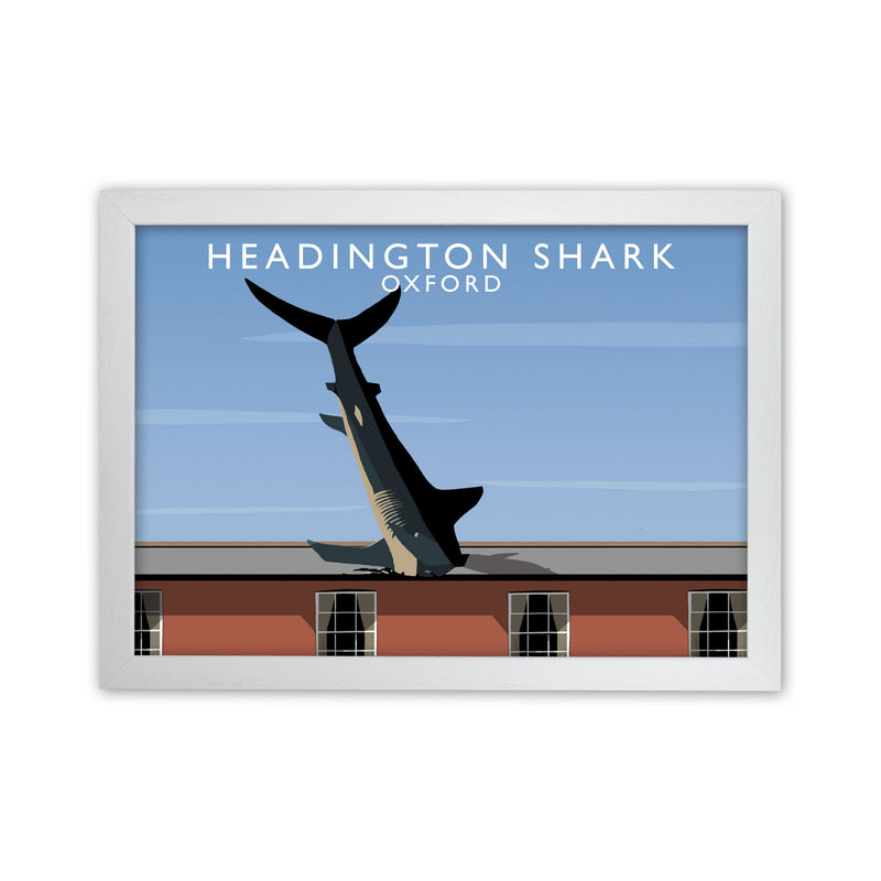 Headington Shark Oxford Travel Art Print by Richard O'Neill, Framed Wall Art White Grain