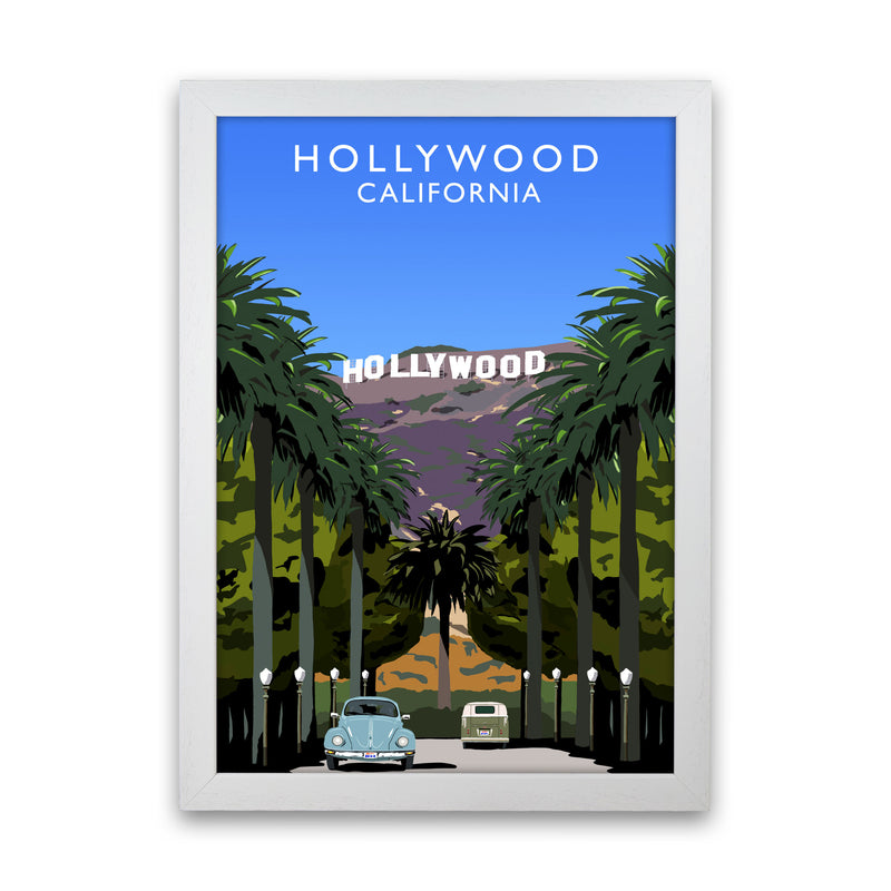 Hollywood California Travel Art Print by Richard O'Neill, Framed Wall Art White Grain